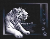 Набор для вышивания крестом "Белый тигр", 40 см х 32 см артикул 1460a.